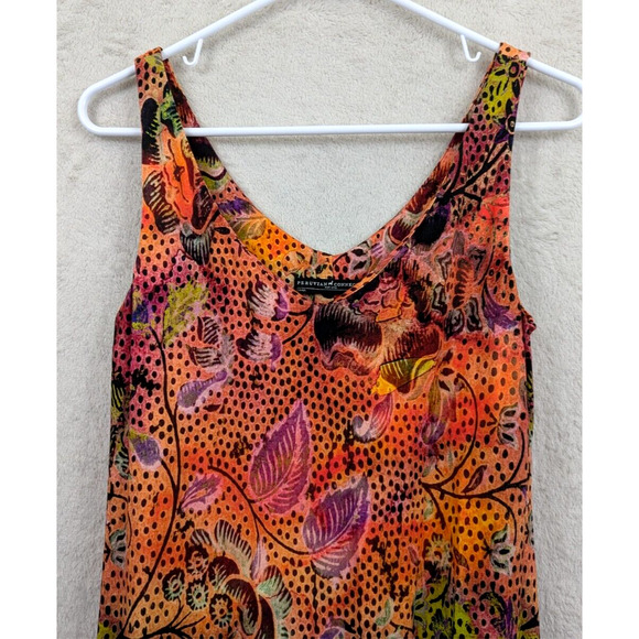 Peruvian Connection sz S Mid Length Dress sleeveless tank floral 1553 - Picture 2 of 5